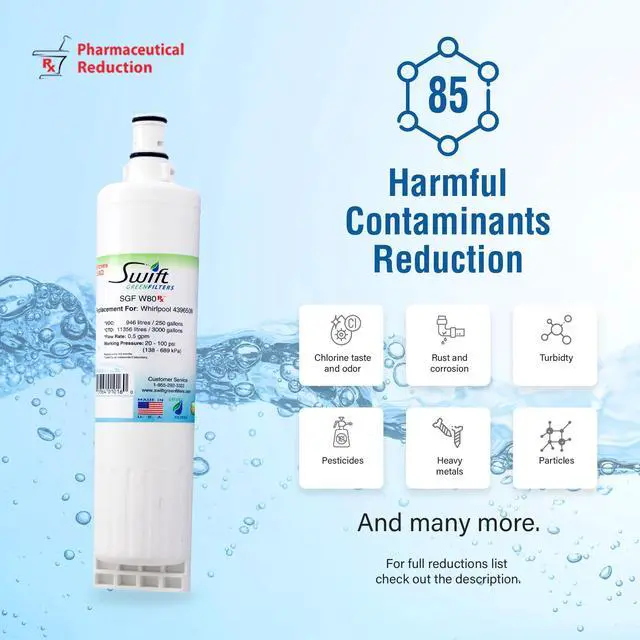 Alt view image 4 of 7 - Swift Green Filters SGF-W80 Rx Compatible Pharmaceuticals Refrigerator Water Filter for 4396508, 4396510, EDR5RXD1, FILTER 5, Made in USA