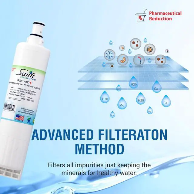 Alt view image 6 of 7 - Swift Green Filters SGF-W80 Rx Compatible Pharmaceuticals Refrigerator Water Filter for 4396508, 4396510, EDR5RXD1, FILTER 5, Made in USA