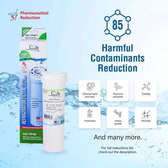 Alt view image 6 of 7 - Swift Green Filters SGF-FP48 Rx Compatible Pharmaceuticals Refrigerator Water Filter for 836848, WF296, EFF6017, 67003662, Made in USA