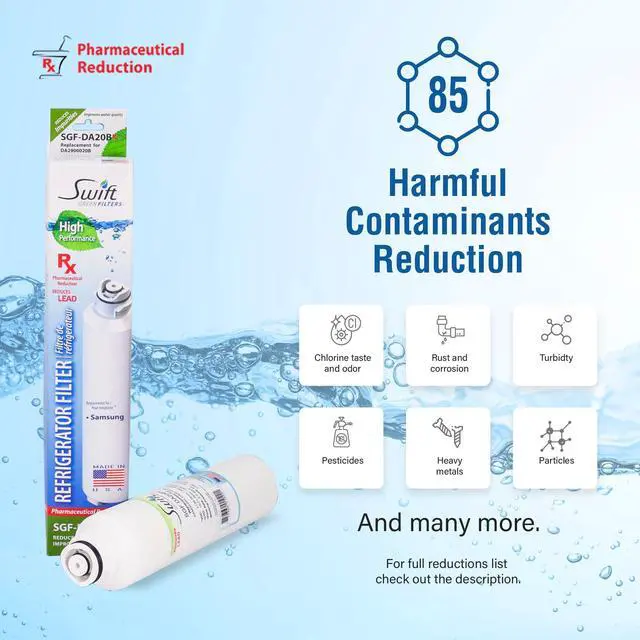 Alt view image 4 of 7 - Swift Green Filters SGF-DA20B Rx Compatible Pharmaceuticals Refrigerator Water Filter for DA29-0020B, DA2900020A, DA97-08006A-B, DA97-08006B, HAF-CIN, HAF-CIN-EXP, EFF-6027A, Made in USA
