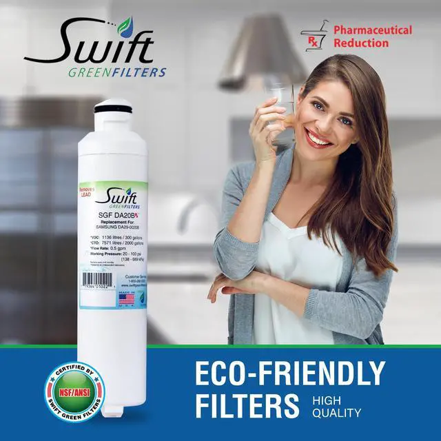 Alt view image 3 of 7 - Swift Green Filters SGF-DA20B Rx Compatible Pharmaceuticals Refrigerator Water Filter for DA29-0020B, DA2900020A, DA97-08006A-B, DA97-08006B, HAF-CIN, HAF-CIN-EXP, EFF-6027A, Made in USA