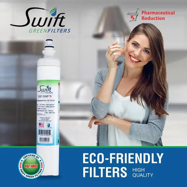 Alt view image 3 of 7 - Swift Green Filters SGF-GWF Rx Compatible Pharmaceuticals Refrigerator Water Filter for GWF, RPWF, WSG-4 ,PFE29P, Made in USA