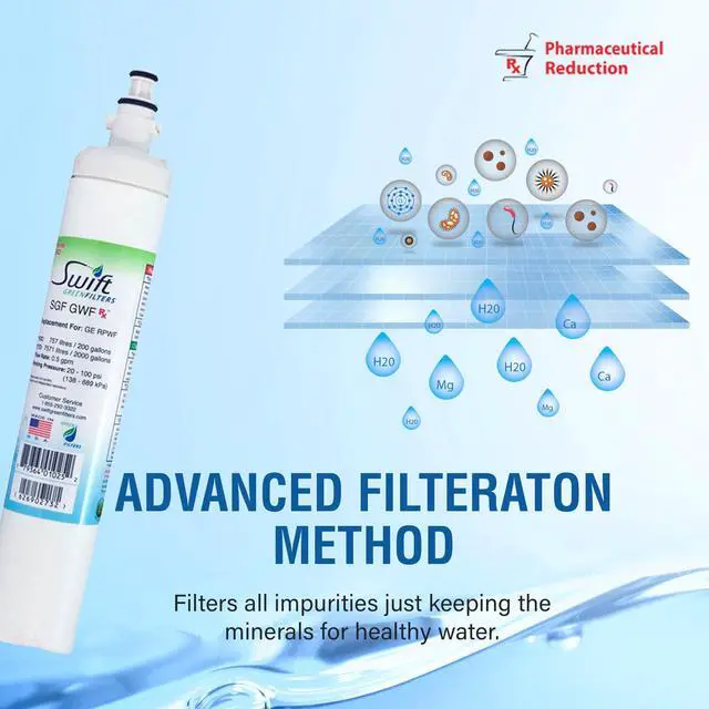 Alt view image 6 of 7 - Swift Green Filters SGF-GWF Rx Compatible Pharmaceuticals Refrigerator Water Filter for GWF, RPWF, WSG-4 ,PFE29P, Made in USA