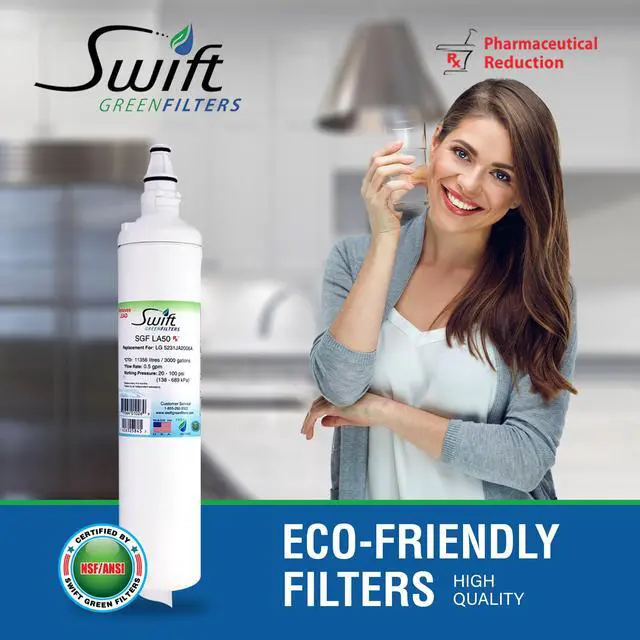 Alt view image 3 of 7 - Swift Green Filters SGF-LA50 Rx Compatible Pharmaceuticals Refrigerator Water Filter for LT600P, 5231JA2006A, 46-9990, EFF-6003A, EFF-6004A, Made in USA