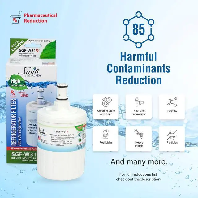 Alt view image 4 of 7 - Swift Green Filters SGF-W31 Rx Compatible Pharmaceuticals Refrigerator Water Filter for 8171413, EDR8D1, 46-9002, Made in USA