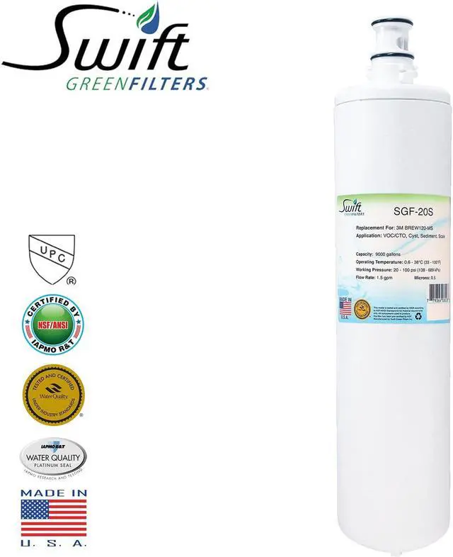 Main image of Swift Green Filters SGF-20S Compatible Commercial Water Filter for 3M BREW120-MS, HF20-S, 5615103 , Made in USA