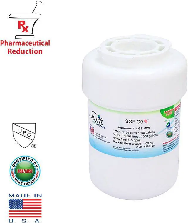 Main image of Swift Green Filters SGF-G9 Rx Compatible Pharmaceuticals Refrigerator Water Filter for MWF, MWFA, WF-287,WF287, 469991, Made in USA