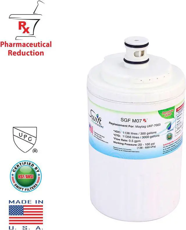Main image of Swift Green Filters SGF-M07 Rx Compatible Pharmaceuticals Refrigerator Water Filter for UKF7003, UKF7001, EDR7D1, Filter 7, Made in USA