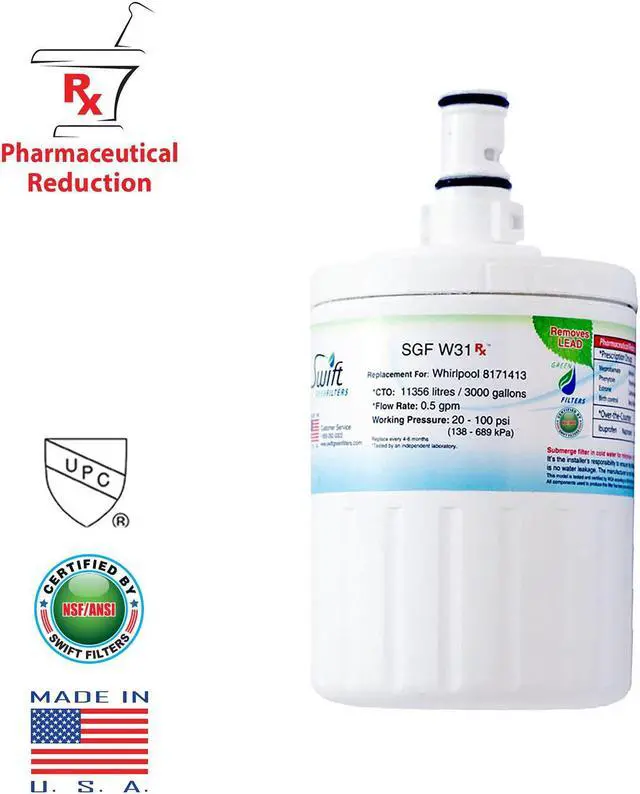 Main image of Swift Green Filters SGF-W31 Rx Compatible Pharmaceuticals Refrigerator Water Filter for 8171413, EDR8D1, 46-9002, Made in USA