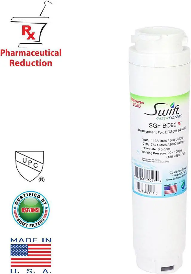 Main image of Swift Green Filters SGF-BO90 Rx Compatible Pharmaceuticals Refrigerator Water Filter for 644845, BORPLFTR10 and EFF-6025A, Made in USA