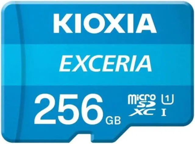 Alt view image 2 of 7 - Kioxia 256GB microSD Exceria Flash Memory Card w/Adapter U1 R100 C10 Full HD High Read Speed 100MB/s LMEX1L256GG2
