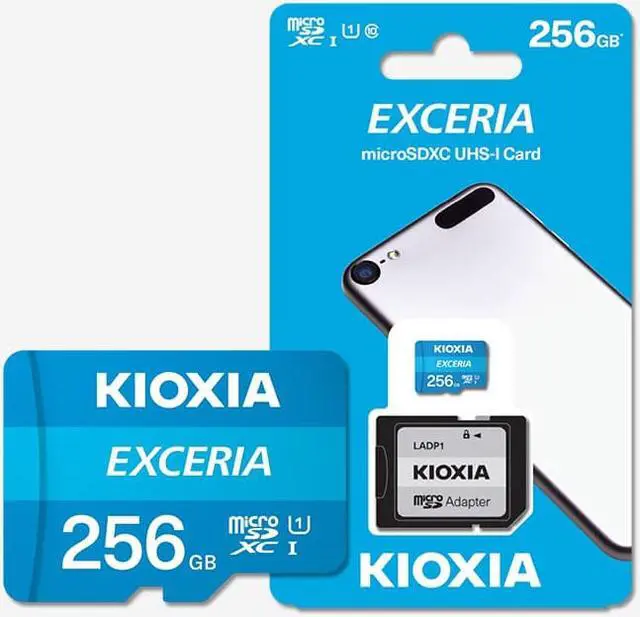 Alt view image 4 of 7 - Kioxia 256GB microSD Exceria Flash Memory Card w/Adapter U1 R100 C10 Full HD High Read Speed 100MB/s LMEX1L256GG2