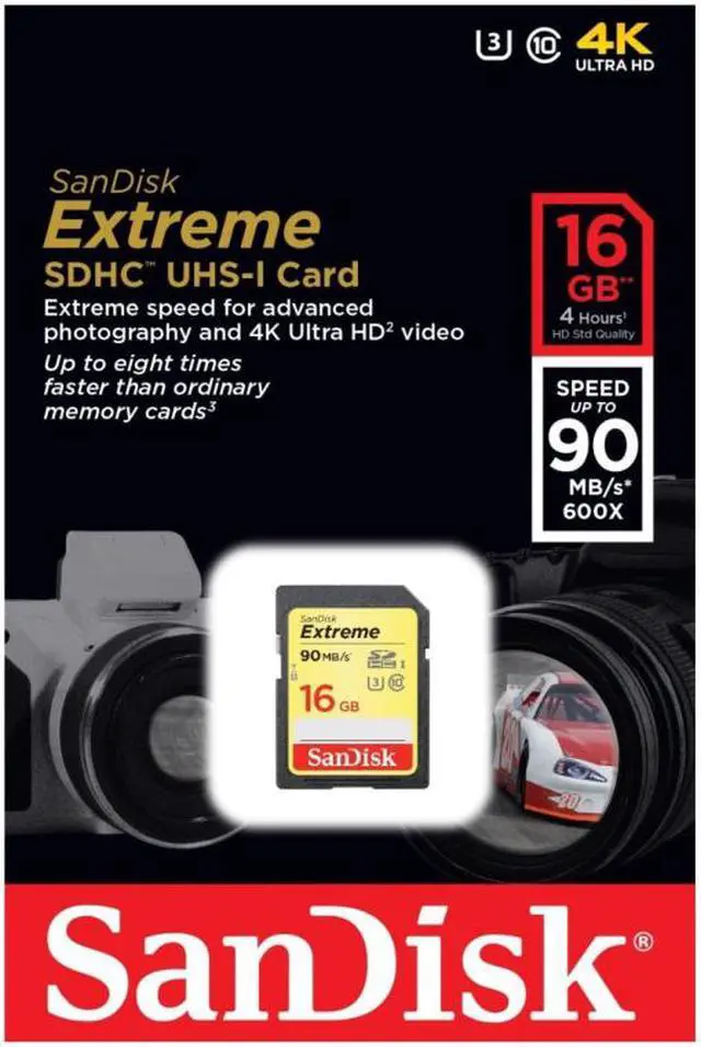 Alt view image 2 of 2 - SanDisk 16GB Extreme SDHC UHS-I/U3 Class 10 Memory Card, Speed Up to 90MB/s (SDXVF-016G-G46)
