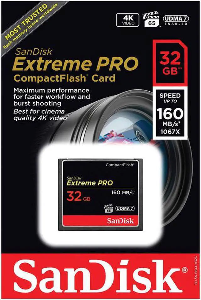 Alt view image 3 of 3 - SanDisk Extreme Pro 32GB Compact Flash CF Card Model CFXPS-032G-X46 (160MB/s)