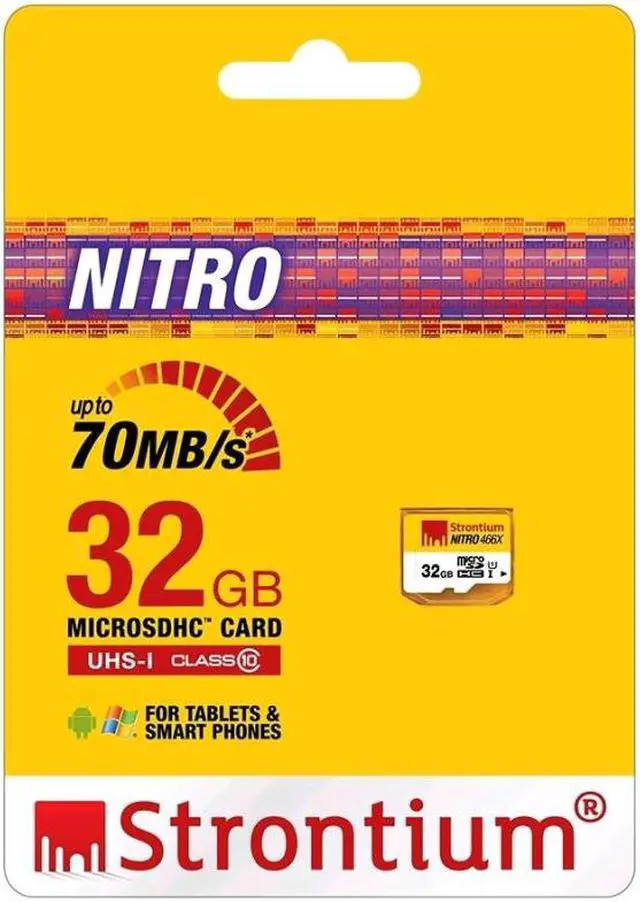 Alt view image 2 of 2 - Strontium Nitro 466X 32GB MicroSDHC UHS-1 Memory Card SRN32GTFU1R