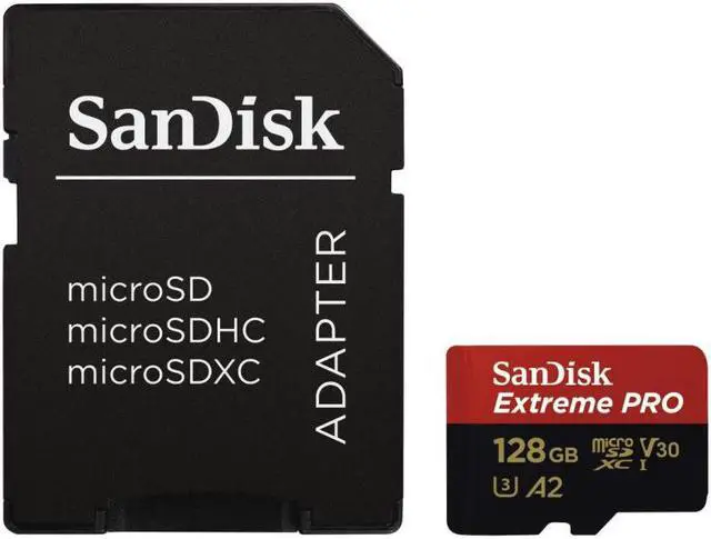 Alt view image 2 of 4 - SanDisk 128GB Extreme Pro microSDXC V30 A2 UHS-I/U3 CL10 TF Memory Card with Adapter, Speed Up to 170MB/s 90W SDSQXCY-128G