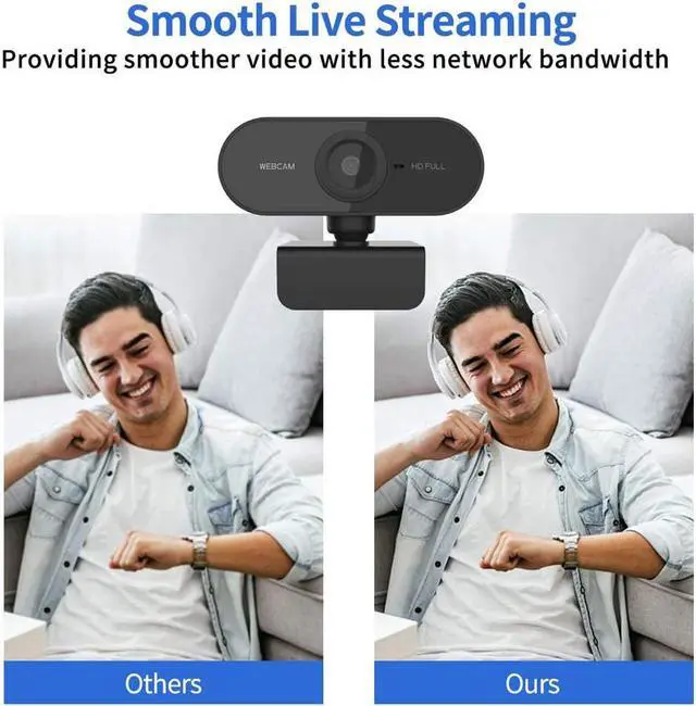 Alt view image 3 of 6 - HD Webcam 1080P 2MP with built-in microphone, USB Plug and Play, No driver needed, Support Windows, Mac, Linux and More
