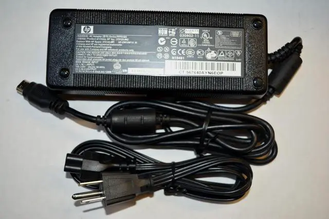 Main image of Original HP Laptop AC Adapter: 18.4V/6.5A 120W Oval Connector 12.4 x 6.7mm. Series: PPP016H. HP Part No. 375125-002. Replace with HP Spare 375143-001.