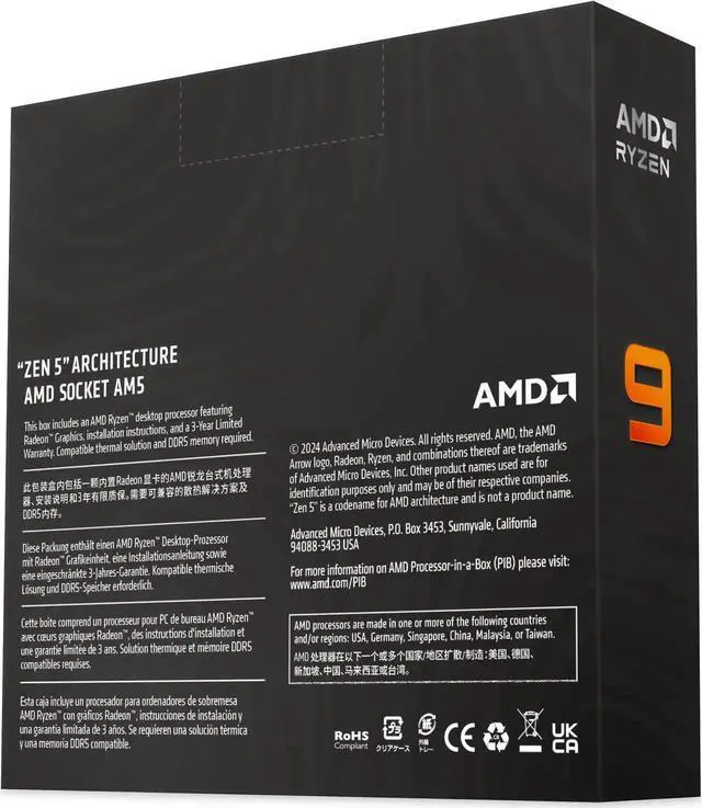 Alt view image 2 of 3 - AMD Ryzen 9 9950X - Ryzen 9 9000 Series Granite Ridge (Zen 5) 16-Core 4.3 GHz - Socket AM5 170W - Radeon Graphics Processor - 100-100001277WOF