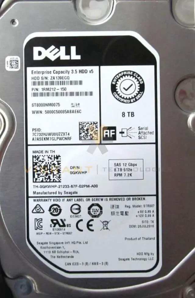 Alt view image 2 of 3 - Dell GKWHP - Dell 8TB 3.5" Nearline SAS 7.2K 12Gb/s Hard Drive