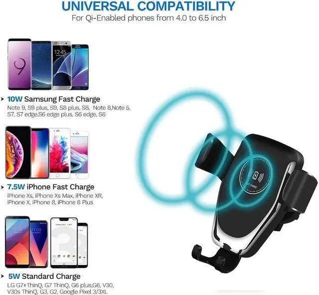 Alt view image 3 of 5 - Automatic Gravity Qi Wireless Car Charger Mount For IPhone 11 XS XR X 8 10W Fast Charging Phone Holder for  S10 S9