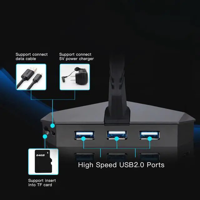 Alt view image 2 of 5 - Speed 3-Port USB HUB 2.0 3.0 Gaming HUB Mouse Bun USB Hub Splitter TF Card Reader Mouse Clamp USB-COMBO Bait