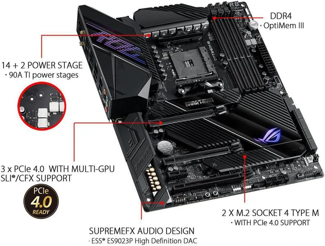 Alt view image 5 of 7 - ASUS ROG Crosshair VIII Dark Hero AM4 AMD X570S SATA 6Gb/s ATX AMD Motherboard OPENBOX