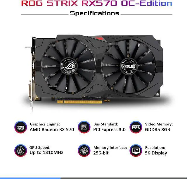 Main image of ASUS ROG Strix Radeon RX 570 Graphics Card ROG-STRIX-RX570-O8G-GAM