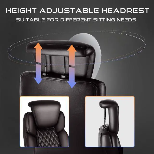 Alt view image 3 of 7 - VITESSE 500lbs Big and Tall Office Chair with Foot Rest and Lifting Headrest,Large Heavy Duty Chair with Adjustable Lumber Support,Executive Chair,Leather Office Chair for Heavy People(Brown)