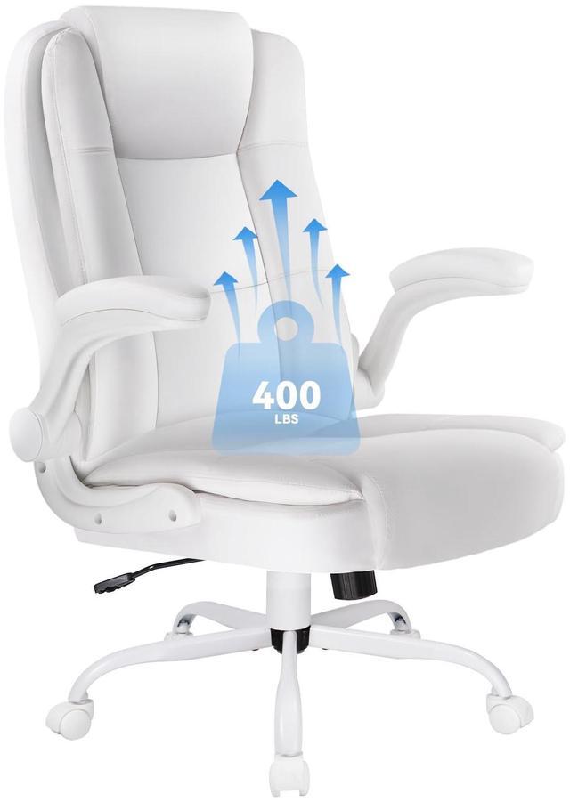 Main image of VITESSE Ergonomic Office Chair with Flip-up Armrests, Big and Tall Leather Executive Office Chair, High Back Lumbar Support Home Computer Desk Chair, Heavy and Duty Computer Chair (White)