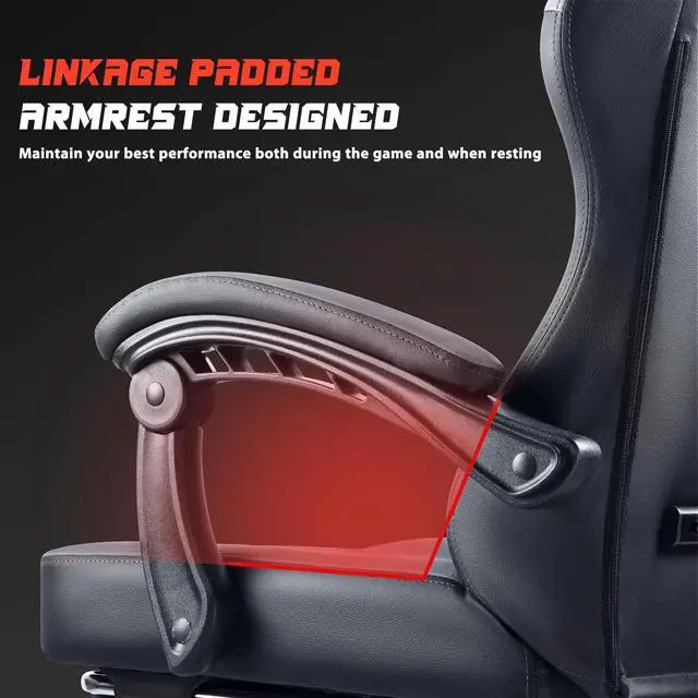 Alt view image 2 of 7 - VITESSE Ergonomic Gaming Chair for Adults, 400 lbs PC Computer Chair, Racing Office Chair, Silla Gamer Height Adjustable Swivel Chair with Lumbar Vibration Support and HeadrestGray