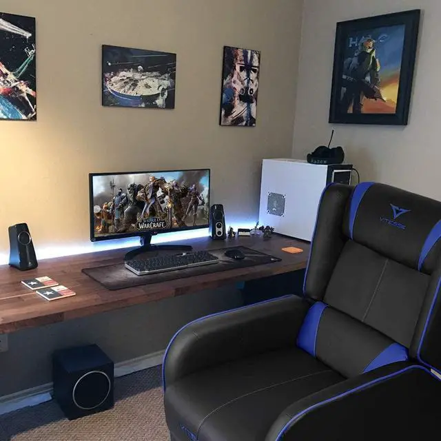 Alt view image 2 of 7 - Vitesse Gaming Recliner Chair Ergonomic Racing Style Single Lounge Sofa Modern PU Leather Reclining Home Theater Seat for Living & Gaming Room (Blue)