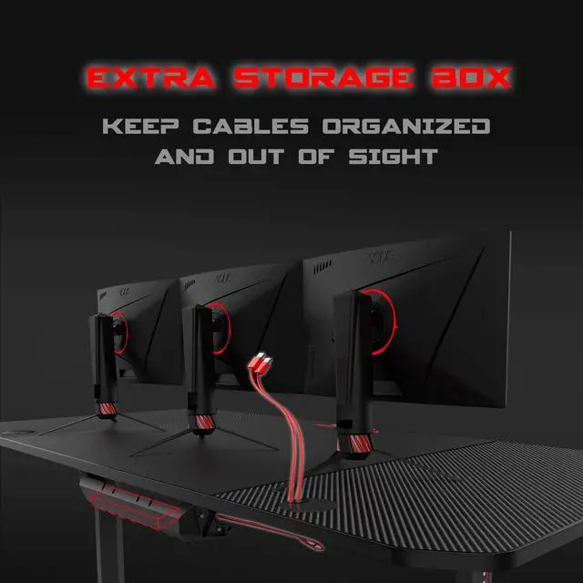 Alt view image 4 of 7 - Vitesse 63 inch Gaming Desk T Shaped Computer Desk with Free large Mouse pad, Racing Style Professional Gamer Game Station with USB Gaming Handle Rack, Cup Holder & Headphone Hook