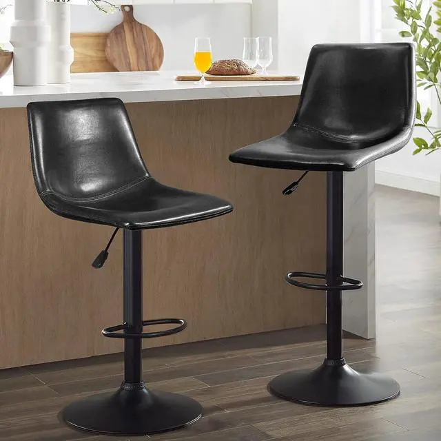 Main image of Vitesse Adjustable Swivel Bar Stools Set of 2,Counter Height Bar Stools with Back,350 LBS PU Leather Bar Stool for Kitchen Island,Upholstered Pub Stools with Footrest,Armless Dining Chairs for Bar