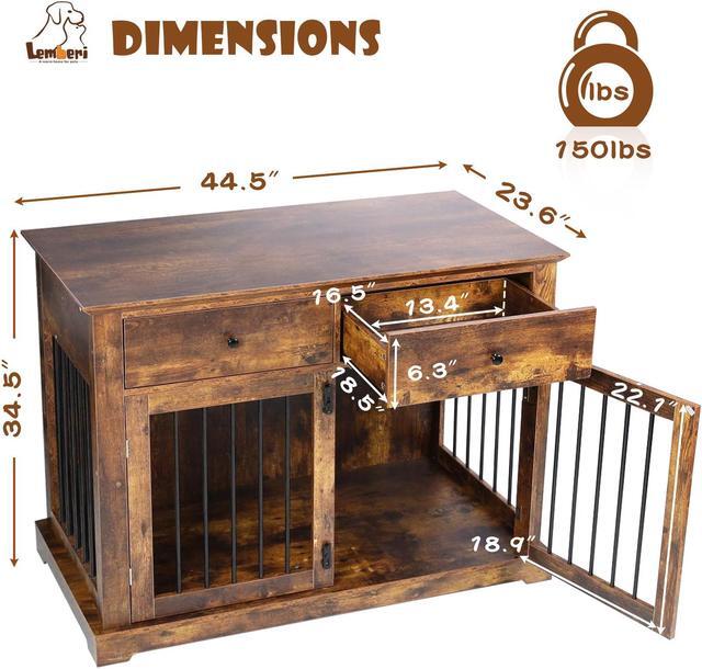 Alt view image 2 of 7 - Vitesse 44 Inch Large Dog Crate Furniture, Indoor Dog Kennel with Storage Drawers, Decorative Pet Crates End Table Dog House