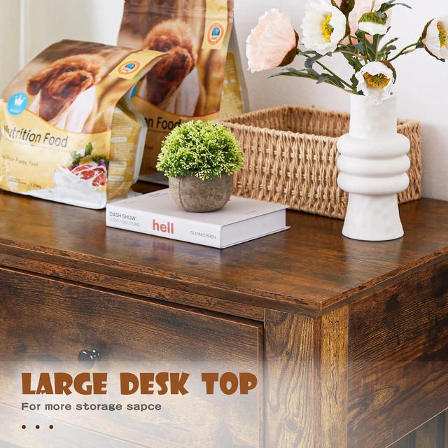 Alt view image 6 of 7 - Vitesse 44 Inch Large Dog Crate Furniture, Indoor Dog Kennel with Storage Drawers, Decorative Pet Crates End Table Dog House