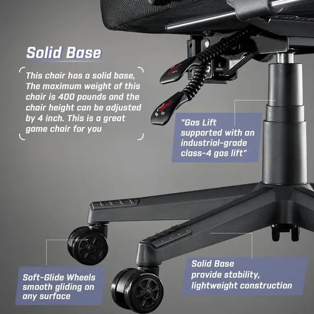 Alt view image 5 of 7 - Vitesse Video Game Chairs with footrest,Gamer Chair for Adults,Big and Tall Chair, 400lb Capacity,Gaming Chairs for Teens,Racing Style Computer Chair with Headrest and Lumbar Support