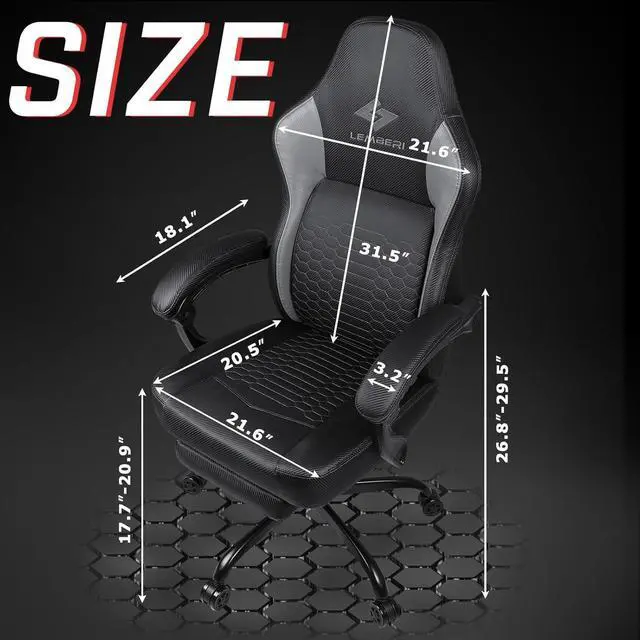 Alt view image 7 of 7 - Vitesse Big and Tall Gaming Chair 400lb Weight Capacity,Gamer Chairs for Adults,Video Game Chair wth Footrest,Racing Style Computer Gamer Chair with Headrest and Lumbar Support