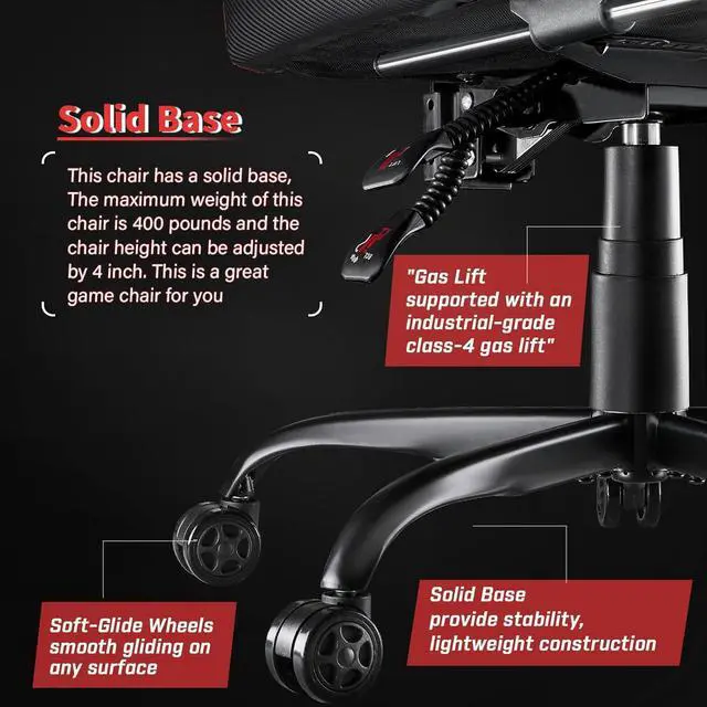 Alt view image 5 of 7 - Vitesse Big and Tall Gaming Chair 400lb Weight Capacity,Gamer Chairs for Adults,Video Game Chair wth Footrest,Racing Style Computer Gamer Chair with Headrest and Lumbar Support Red