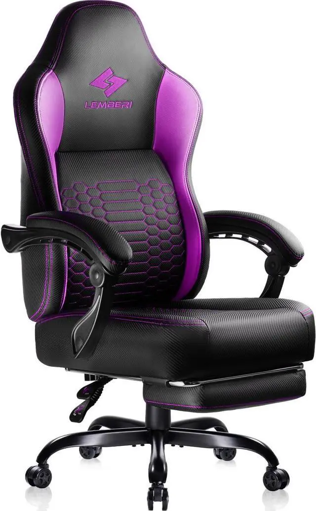 Main image of Vitesse Big and Tall Gaming Chair 400lb Weight Capacity,Gamer Chairs for Adults,Video Game Chair wth Footrest,Racing Style Computer Gamer Chair with Headrest and Lumbar Support Purple