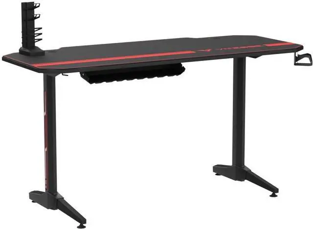Alt view image 8 of 7 - Vitesse 55 inch Gaming Desk, Ergonomic Office PC Computer Desk with Full Desk Mouse Pad, T-Shaped Gamer Tables Pro with Gaming Handle Rack, Stand Cup Holder&Headphone Hook