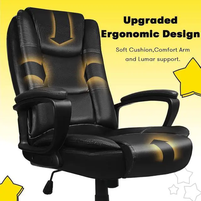 Alt view image 5 of 7 - Vitesse Home Office Chair, 300LBS 8Hours Heavy Duty Design, Ergonomic High Back Cushion Lumbar Back Support, Computer Desk Chair, Big and Tall Chair, Adjustable Executive Leather Chair With Arms