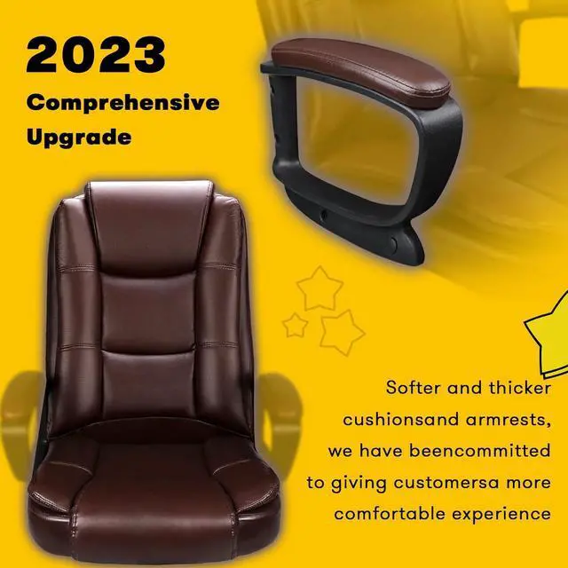 Alt view image 3 of 7 - Vitesse Home Office Chair, 300LBS 8Hours Heavy Duty Design, Ergonomic High Back Cushion Lumbar Back Support, Computer Desk Chair, Big and Tall Chair, Adjustable Executive Leather Chair With Arms Brown