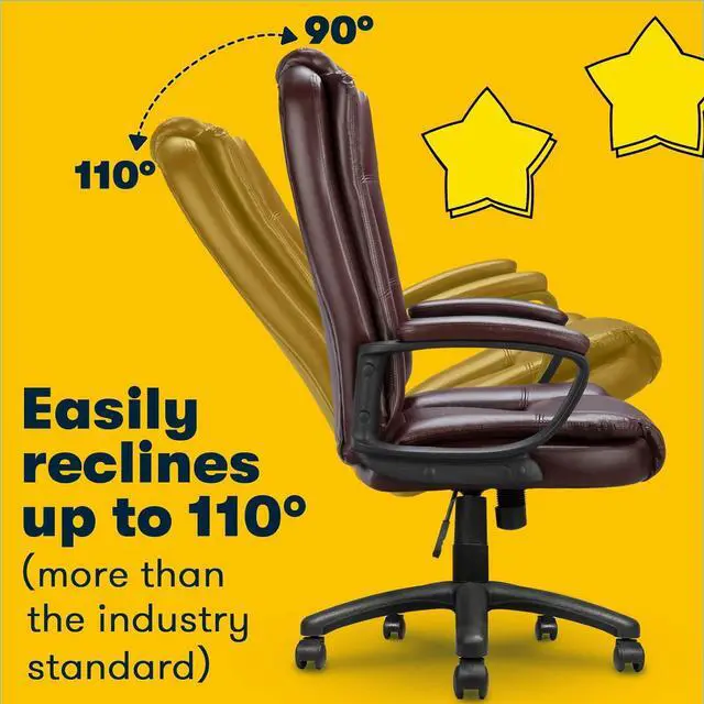 Alt view image 4 of 7 - Vitesse Home Office Chair, 300LBS 8Hours Heavy Duty Design, Ergonomic High Back Cushion Lumbar Back Support, Computer Desk Chair, Big and Tall Chair, Adjustable Executive Leather Chair With Arms Brown