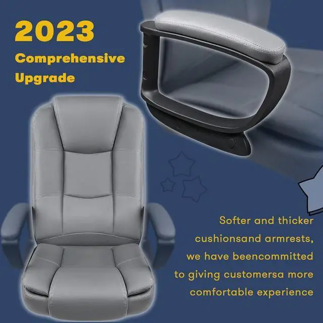 Alt view image 3 of 7 - Vitesse Home Office Chair, 400LBS 8Hours Heavy Duty Design, Ergonomic High Back Cushion Lumbar Back Support, Computer Desk Chair, Big and Tall Chair, Adjustable Executive Leather Chair With Arms