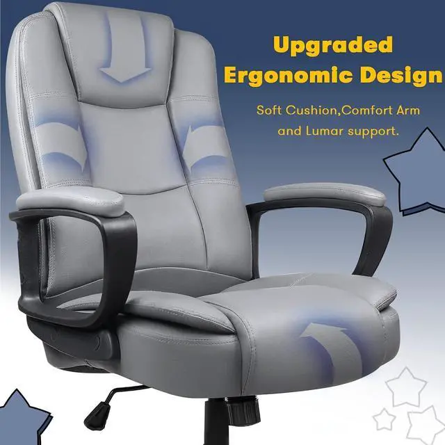 Alt view image 2 of 7 - Vitesse Home Office Chair, 400LBS 8Hours Heavy Duty Design, Ergonomic High Back Cushion Lumbar Back Support, Computer Desk Chair, Big and Tall Chair, Adjustable Executive Leather Chair With Arms