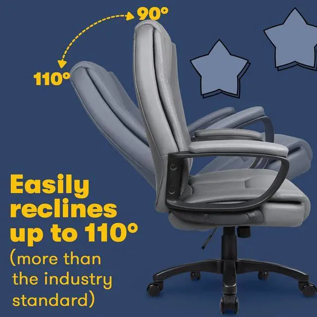 Alt view image 5 of 7 - Vitesse Home Office Chair, 400LBS 8Hours Heavy Duty Design, Ergonomic High Back Cushion Lumbar Back Support, Computer Desk Chair, Big and Tall Chair, Adjustable Executive Leather Chair With Arms