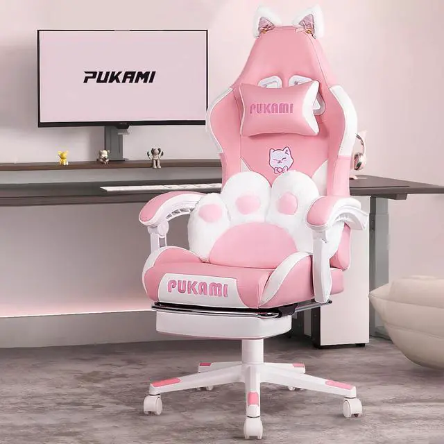 Main image of Vitesse Gaming Chair with Cat Ears,Cute Computer Chair for Girl with Footrest,Ergonomic Gamer Chair, Kawaii Gaming Chair,Reclining Game Chair with Lumbar Support for Adult, Teen