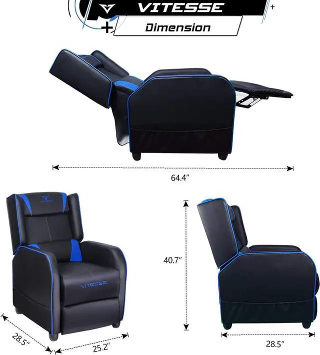 Alt view image 5 of 7 - VITESSE Gaming Recliner Chair Racing Style Single PU Leather Sofa Modern Living Room Recliners Ergonomic Comfortable Home Theater Seating