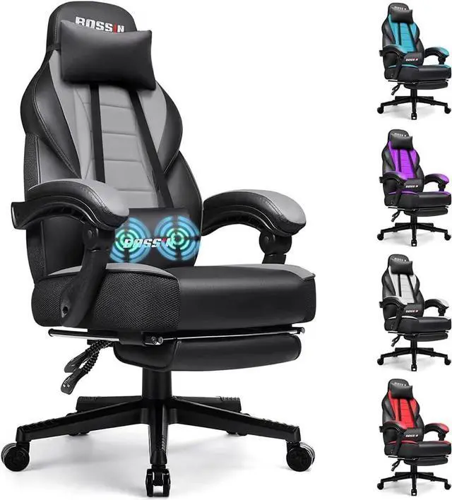 Main image of VITESSE Gaming Chair with Massage, Ergonomic Heavy Duty Design with Footrest and Lumbar Support, Big and Tall Gaming Chair, Large Size Cushion High Back Computer Chair